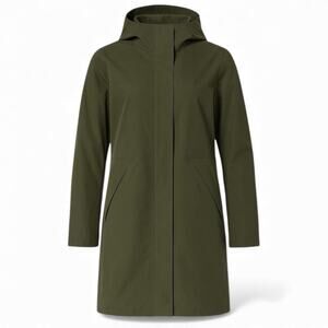 Lululemon Rain Haven Jacket Women's Size 8 Army Green Longline Raincoat Hooded